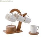 Սուրճի բաժակների հավաքածու Home ESPRIT սպիտակ բնական բամբուկե ճենապակի 90 մլ