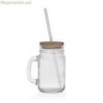 Բանկա կափարիչով և ծղոտով Versa Wicker ապակի Բամբուկե բյուրեղապակյա պոլիպրոպիլեն