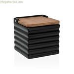 Աղաման կափարիչով Versa Stripes սև կերամիկական բամբուկե դոլոմիտ 11 x 11 x 11 սմ