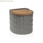 Աղաման կափարիչով Versa Frames մոխրագույն կերամիկական բամբուկե դոլոմիտ 11 x 11 x 11 սմ