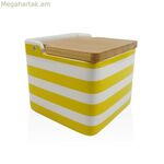 Աղաման կափարիչով Versa դեղին կերամիկական բամբուկե դոլոմիտի շերտերով 12,2 x 11,5 x 12,2 սմ