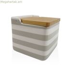 Աղաման կափարիչով Versa մոխրագույն կերամիկական բամբուկե դոլոմիտի շերտերով 12,2 x 11,5 x 12,2 սմ