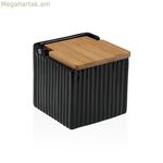 Աղաման կափարիչով Versa սև կերամիկական բամբուկե դոլոմիտ 11 x 11 x 11 սմ