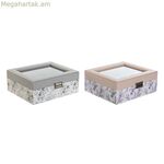 Ժամացույցների տուփ DKD Home Decor Սպիտակ մոխրագույն մանուշակագույն բաց վարդագույն PVC բյուրեղյա 22,5 x 19,5 x 9,5 սմ (2 հատ)