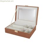 Ժամացույցների տուփ Versa կարմիր պոլիեսթեր MDF փայտ 11,5 x 8 x 21 սմ