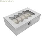 Ժամացույցների տուփ Versa սպիտակ պոլիուրեթանային թղթե հայելի MDF փայտ 20 x 8,5 x 32,5 սմ