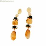 Կանացի ականջօղեր Lola Casademunt սև բեժ խեժե արույրից