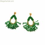 Կանացի ականջօղեր Lola Casademunt կանաչ եզրով