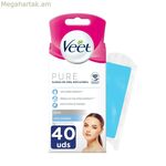 Դեմքի մազահեռացման շերտեր Veet Bandas De Cera Pure զգայուն մաշկի համար (40 հատ)