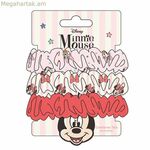 Ռետինե մազակալներ Մինի Մաուս կարմիր, 3 հատ