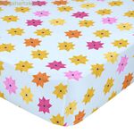 Հարմարեցված սավան HappyFriday MR FOX Կապույտ Բազմագույն 60 x 120 x 14 սմ Ծաղիկներ