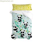Վերմակի ծածկոցների հավաքածու HappyFriday Moshi Moshi Panda Garden Blue Blue Single 2 հատ