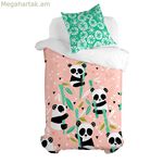 Վերմակի ծածկոցների հավաքածու HappyFriday Moshi Moshi Panda Garden Pink մեկտեղանի 2 հատ