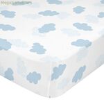 Հարմարեցված սավան HappyFriday BASIC KIDS կապույտ 60 x 120 x 14 սմ ամպեր