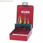 RUKO բարձր արագագործ պողպատից (HSS) կոճերի հավաքածու՝ կոնաձև հորատման գլխիկով, 3 հատ