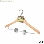 Հագուստի կախիչների հավաքածու՝ հարմարավետ, շագանակագույն, փայտե սեղմակներով, 2 հատ (24 հատ)