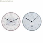 Պատի ժամացույց DKD տան դեկոր Կապույտ Վարդագույն Փայտ Մետաղ Պլաստիկ MDF Փայտ Մանկական Թռչուն 24 x 3 x 24 սմ (2 հատ)