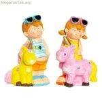 Դեկորատիվ ֆիգուր DKD տան դեկոր Կապույտ Վարդագույն Մանկական Միաեղջյուր Միջերկրածովյան 23 x 19 x 40 սմ (2 հատ)