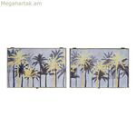 Դեկորատիվ տուփ DKD Home Decor սև ոսկեգույն MDF փայտե արմավենիներով արևադարձային սեղան (2 հատ)