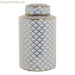 Ծաղկաման DKD տան դեկոր 18 x 18 x 30,5 սմ ճենապակյա ոսկեգույն սպիտակ