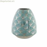 Ծաղկաման DKD Տան դեկորի ճենապակի, փիրուզագույն, արևելյան, քրոմապատ, 16 x 16 x 18 սմ