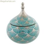 Զարդերի տուփ DKD Տան դեկորի ճենապակյա փիրուզագույն 14 x 14 x 17 սմ