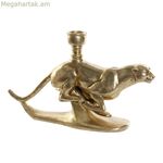 Մոմակալ DKD Home Decor Ոսկեգույն, խեժե ալյումինե ընձառյուծի գույնի արևադարձային մոմակալ 25 x 6 x 14 սմ