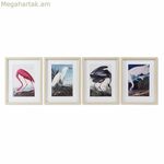 Նկարչություն DKD Տան Դեկոր Թռչուն Արևելյան (35 x 2 x 45 սմ) (4 հատ)