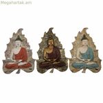 Պատի դեկոր DKD տան դեկոր Կապույտ Կարմիր Ոսկեգույն Բուդդա Արևելյան 19 x 3,1 x 26,5 սմ (3 հատ)