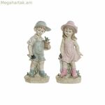 Դեկորատիվ ֆիգուր DKD տան դեկոր Կապույտ վարդագույն խեժից պատրաստված երեխաների համար (18 x 15 x 41 սմ) (2 հատ)