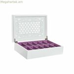 Զարդերի տուփ DKD Տան դեկորի ժամացույցներ 29 x 20 x 9,5 սմ Բյուրեղյա յասամանագույն սպիտակ MDF փայտ