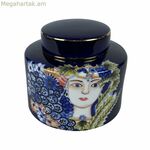 Ծաղկաման DKD Տան դեկոր Դեմքի ճենապակյա կապույտ բազմագույն 17 x 17 x 16 սմ