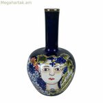 Ծաղկաման DKD Տան դեկոր Դեմքի ճենապակյա կապույտ բազմագույն 17 x 17 x 30 սմ