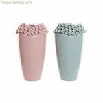 Ծաղկաման DKD Տան դեկոր Վարդագույն փիրուզագույն քարե իրեր Միջերկրածովյան (2 հատ) (19 x 19 x 33 սմ)