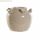 Ծաղկաման DKD Տան դեկորի ճենապակյա մոխրագույն բեժ թռչուններ Շեբի Շիկ (15 x 15 x 13,5 սմ) (2 հատ)