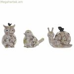 Դեկորատիվ ֆիգուր DKD տան դեկոր Կանաչ Վարդագույն Բնական կենդանիներ Շեբի Շիկ 20,5 x 10 x 17 սմ (3 հատ)