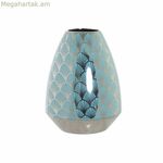 Ծաղկաման DKD Տան դեկոր Փիրուզագույն ճենապակյա արևելյան (18 x 18 x 24 սմ)