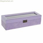 Զարդերի տուփ DKD Home Decor 8424001859894 33 x 11 x 9 սմ Բյուրեղյա յասամանագույն պոլիուրեթան