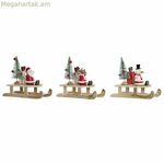 Սուրբ Ծննդյան խաղալիք DKD տան դեկոր փայտե Ձմեռ պապիկ (14 x 6 x 13 սմ) (3 հատ)