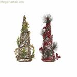 Տոնածառ DKD տան դեկոր Կարմիր Կանաչ Ոսկեգույն 16 x 16 x 41 սմ Պլաստմասե (2 հատ)