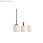 Լոգարանի հավաքածու DKD Home Decor 8 x 8 x 17,5 սմ կերամիկական վարդագույն սպիտակ