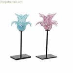 Մոմակալ DKD տան դեկորի համար՝ կապույտ, վարդագույն, մետաղական, բյուրեղապակյա, 12 x 12 x 24 սմ (2 հատ)