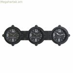 Պատի ժամացույց DKD տան դեկորի բյուրեղապակյա սև երկաթյա (58 x 6.5 x 18 սմ)