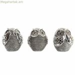 Դեկորատիվ ֆիգուր DKD տան դեկոր Բազմագույն արծաթե բու քրոմապատ 12 x 11 x 14 սմ (3 հատ)