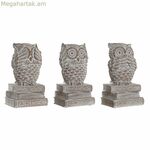 Դեկորատիվ ֆիգուր DKD տան դեկոր սպիտակ բու, շերտավոր 11 x 11 x 20 սմ (3 հատ)