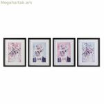 Նկարչություն DKD Տան Դեկոր Կատուներ (35 x 2,5 x 45 սմ) (35 x 2 x 45 սմ) (4 հատ)