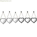 Հայելիների հավաքածու DKD տան դեկորի համար, սրտաձև սև PP, 2 հատ (27 x 3 x 27 սմ)