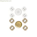 Հայելիների հավաքածու DKD տան դեկորի բյուրեղյա ոսկեգույն սպիտակ PP 2 հատ ժամանակակից շերտավոր (35 x 2 x 35 սմ)