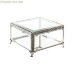 Զարդերի տուփ DKD Տան դեկոր Բյուրեղապակյա մետաղական 16 x 16 x 10 սմ Արծաթագույն թափանցիկ