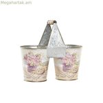 DKD Տան դեկորի վարդագույն մետաղական շաբբի շիկ ծաղկաման 24 x 12 x 23 սմ